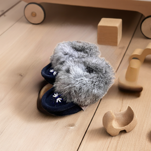 Laurentian Chief Baby Moccasins Navy Blue 20% Off