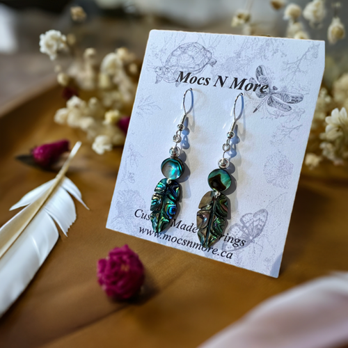Abalone Earrings - Feather
