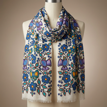 Load image into Gallery viewer, White Floral Garden Eco Scarf by Jim Oskineegish