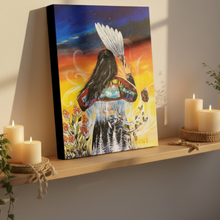 Load image into Gallery viewer, Canvas print on boho shelf with black side edges