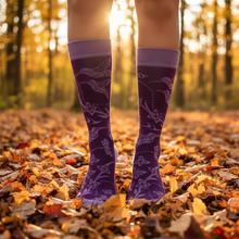 Load image into Gallery viewer, ART SOCKS - Hummingbird lifestyle photo, fall outdoors