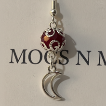 Load image into Gallery viewer, Crimson Moon Dangle Earrings close-up macro