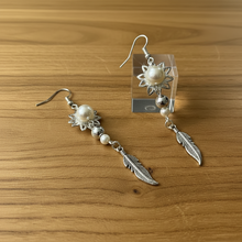 Load image into Gallery viewer, Mocs N More Earrings - Pearl Flower &amp; Feather