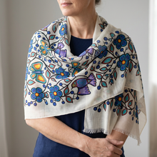 Load image into Gallery viewer, White Floral Garden Eco Scarf by Jim Oskineegish