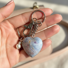 Load image into Gallery viewer, Moonstone Heart Keychain held in hand