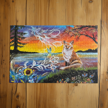 Load image into Gallery viewer, Completed Daytime Dreamer puzzle flat lay on wooden table
