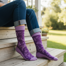 Load image into Gallery viewer, ART SOCKS - Hummingbird lifestyle photo, front porch