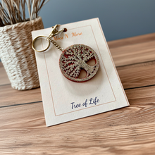 Load image into Gallery viewer, Tree of Life Silver &amp; Red Keychain - Handcrafted Epoxy Resin