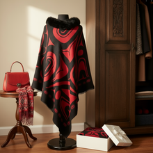 Load image into Gallery viewer, NEW Faux Fur Collar Cape - Raven