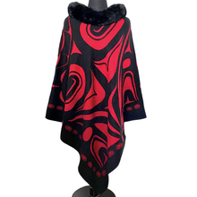 Load image into Gallery viewer, Faux Fur Collar Cape - Raven Black Reversible Fashion Wrap