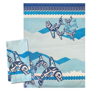 Tea Towels- Indigenous Design Orca Family