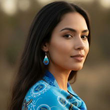 Load image into Gallery viewer, Medicine Turtle Earrings - Blue Shawl Added