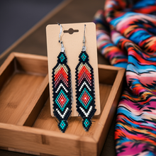 Load image into Gallery viewer, Mocs N More Hand Beaded Earrings - Sunrise Feather