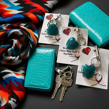 Load image into Gallery viewer, Mocs N More - Sparkling Heart Turquoise Keychain