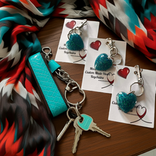 Load image into Gallery viewer, Mocs N More - Sparkling Heart Turquoise Keychain