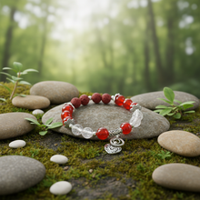 Load image into Gallery viewer, Orange Agate Heart bracelet zen setting - variation 1