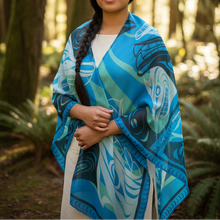 Load image into Gallery viewer, Portrait of Indigenous model in Spirit Wolf shawl