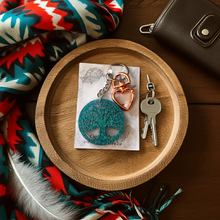 Load image into Gallery viewer, NEW Mocs N More - Tree of Life Turquoise Keychain