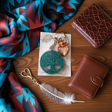 Load image into Gallery viewer, NEW Mocs N More - Tree of Life Turquoise Keychain