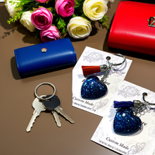 Load image into Gallery viewer, Mocs N More - Deep Blue Heart Keychain and Tassel