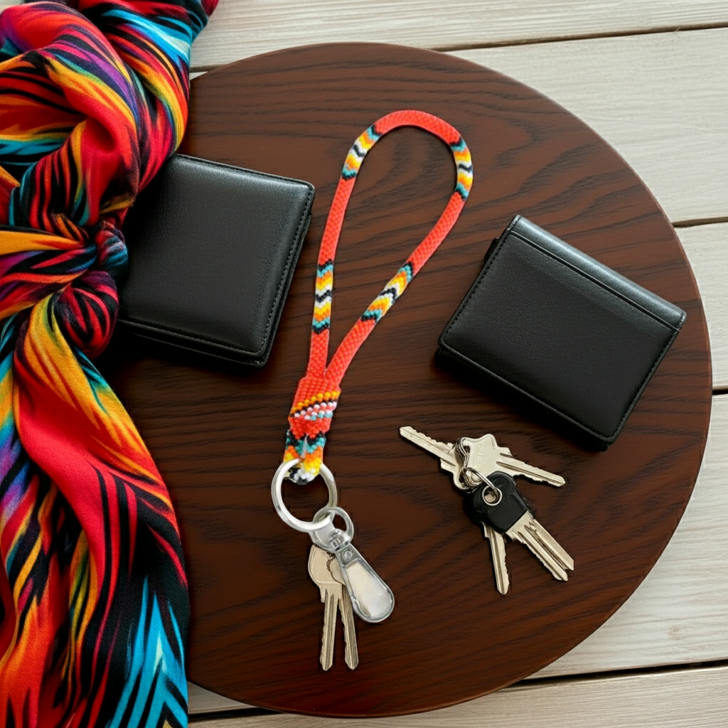 New Beaded Wrist Lanyard - Red