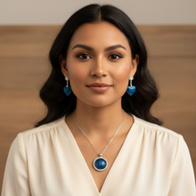 Load image into Gallery viewer, Sapphire Blue Set on Indigenous model - cream blouse