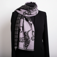 Load image into Gallery viewer, Scarf draped over black jacket