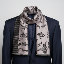 Load image into Gallery viewer, Scarf on navy blue jacket