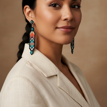 Load image into Gallery viewer, Sunrise Feather Earrings - cream blouse (correct size)