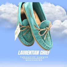 Load image into Gallery viewer, Ladies Moccasins - Laurentian Chief Turquoise CLEARANCE 10% OFF