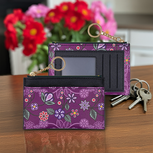 New Zippered Card Wallet - Ojibwe Florals