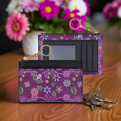 New Zippered Card Wallet - Ojibwe Florals