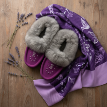 Load image into Gallery viewer, Violet Moccasins with Hummingbird Scarf