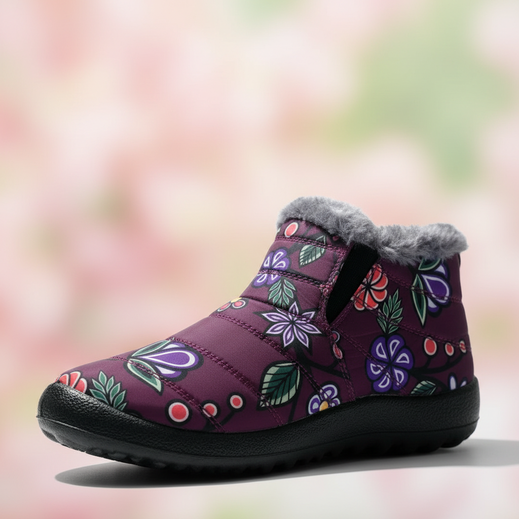 Ojibwe Floral Indigenous Nylon Boots by Storm Angeconeb | Mocs n More