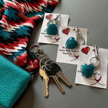 Load image into Gallery viewer, Mocs N More - Sparkling Heart Turquoise Keychain