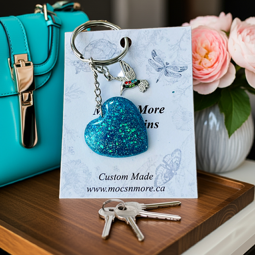 Mocs N More - Heart Turquoise & Sparkle Keychains