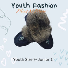 Load image into Gallery viewer, Kid&#39;s Fur Trimmed Moccasins Lined - Navy Blue ON SALE