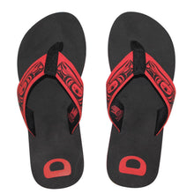 Load image into Gallery viewer, Ladies and Men&#39;s Flip Flops - Indigenous Designed Raven CLEARANCE