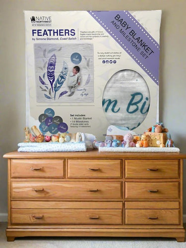 Baby Blanket & Milestone Set - Feathers