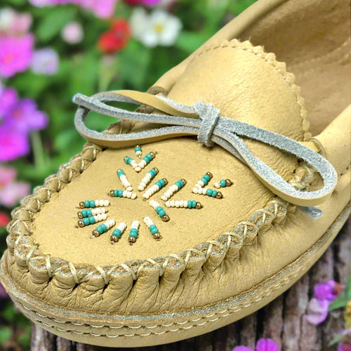 Ladies Beaded Smooth Moose Hide Moccasins