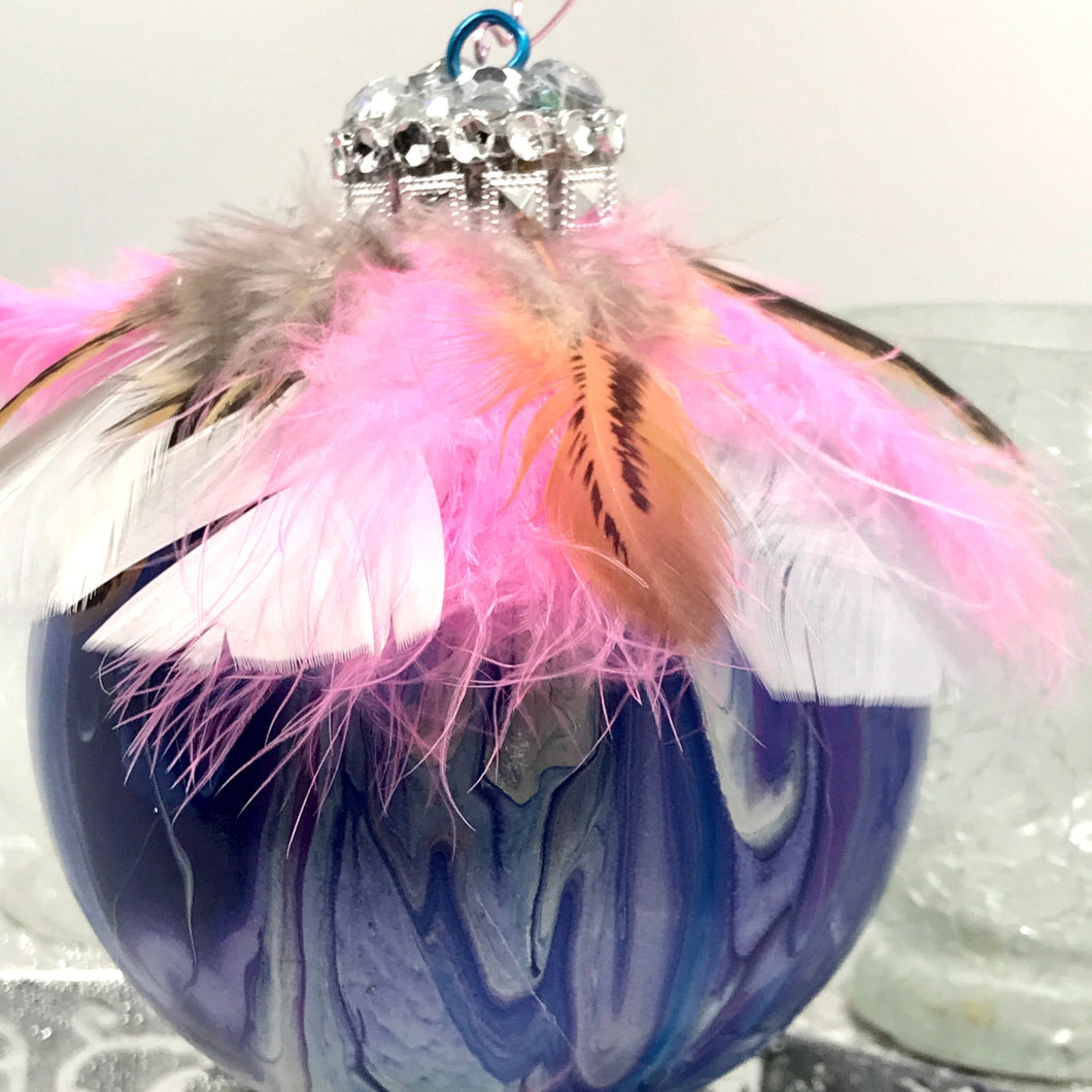 Mocs N More Ornaments - Purple Maze & Pink Feathers