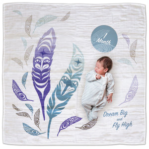 Baby Blanket & Milestone Set - Feathers