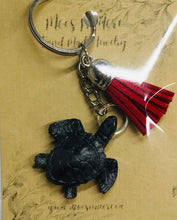 Load image into Gallery viewer, Mocs N More - Turtle Keychains Metallic Black