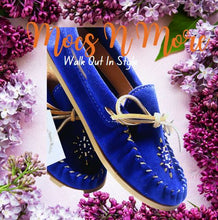 Load image into Gallery viewer, Ladies Moccasins - Laurentian Chief Royal Blue CLEARANCE 10% OFF