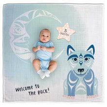 Load image into Gallery viewer, Baby Blanket &amp; Milestone Set - Wolf